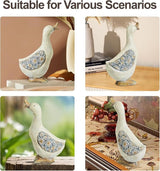 Artpaul Vintage Duck Statue for Garden - Handcrafted Duck Yard Decor with Floral Wing Patterns, Realistic Duck Gifts for Outdoor Lawn Ornaments, Patio & Home Decor