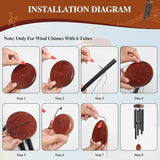 CELSOL Wind Chime Parts Kit, 24 PCS Complete DIY Set with Hooks, Round Top, Clapper, Wind Catcher, Brass Nails, and 17.2FT Nylon String for Easy Wind Chime Making, Repair, and Replacement