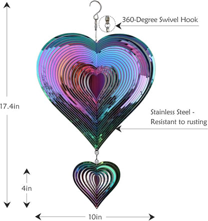 Phuryllic Wind Spinners Outdoor, Valentine Garden Decor, Bird Deterrents for Outside, 3D Metal Yard Decorations for Patio & Backyard, Unique Gardening Gifts for Women & Moms - 2pcs Purple Heart