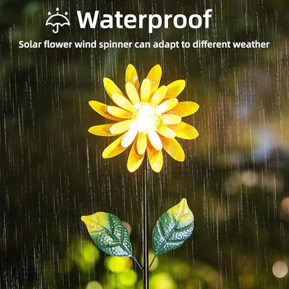 Solar Sunflower Wind Spinners Outdoor 2 Pack,Flower Windmill for Yard Art Decor,Pinwheels for Spring Outdoor Garden Lawn Patio Decor