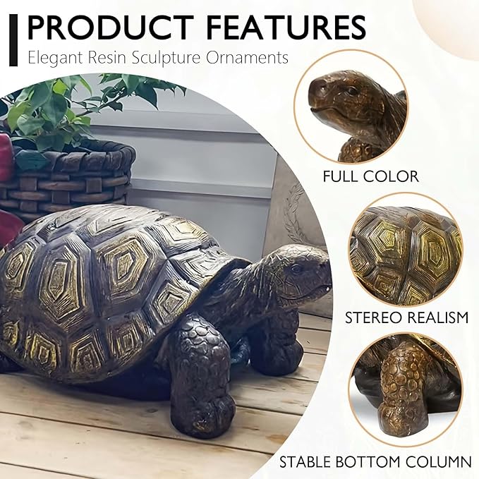 21.2" Large Realistic Turtle Statue for Garden, Outdoor Sculpture, Animal Decor for Yard Porch Entryway Patio Living Room (Large, Turtle)