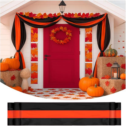 Fall Bunting Thanksgiving Day Décor Autumn Banner Halloween Bunting Flag- 3 Stripe Orange & Black Bunting Flags Trick or Treat Decor Outside Wall Garden Porch Indoor Home - 24" x 240"