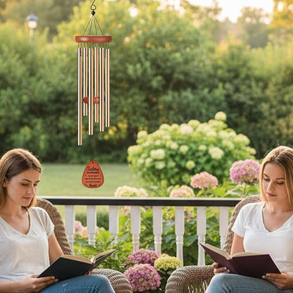 Sister Gifts Wind Chimes - Waterproof Metal Windchimes with Card Indoor Outdoor Hanging Decor for Garden Patio Yard Balcony Backyard Porch Home Christmas New Year Birthday Gift from Sisters