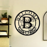 Metal Monogrammed Initial Welcome Sign, Metal Letter Wall Art Decor, Name Sign for Home Porch Front Door Outdoor (B)