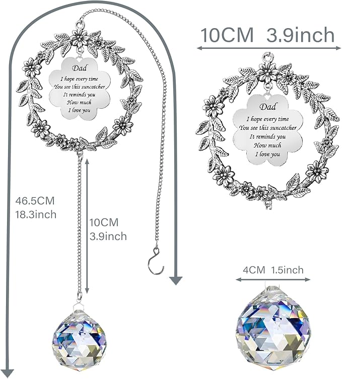 Suncatcher Gifts for Dad, Birthday Gifts for Dad from Daughter Son, Sun Catcher for Christmas Birthday Mothers Day Thanksgiving Valentines Day