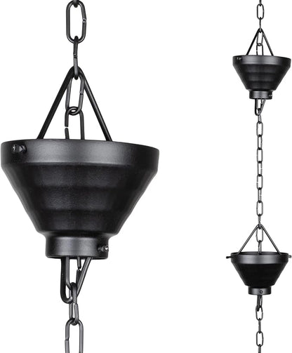 Monarch Rain Chains Aluminum Siam Rain Chain, 8.5 ft Black Powder Coated Aluminum Decorative Rain Catcher Chain for Gutters, Aluminum Rain Gutter Replacement Downspout