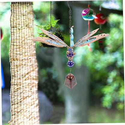 1pc Glow Dark Wind Chimes Dragonfly Design Metal Patio Ornament Outdoor Decor