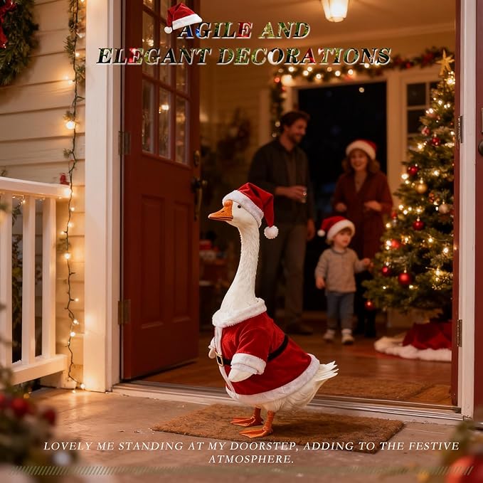 Independence Day Style Cute Outfit for 23-Inch Cement Goose – Outdoor Garden Yard Porch Decor