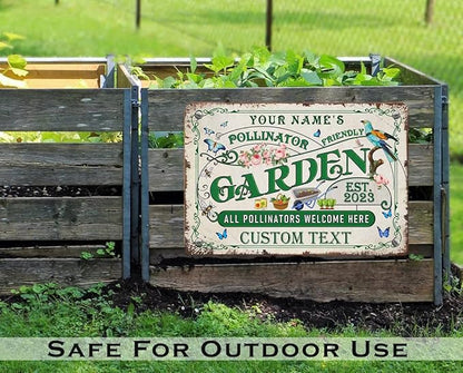Custom Metal Signs with Name Made in USA Personalized Vintage Garden Sign Waterproof Vintage Decorative Metal Print for Wall Decor Customized Home Garden Ideas Gifts Artwork Prints for Yard Ourdoor