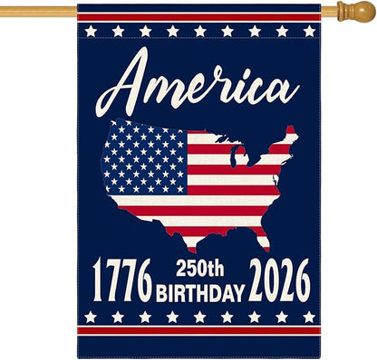 AVOIN colorlife 1776-2026 America 250th Anniversary Patriotic House Flag 28x40 Inch Double Sided Outside, 4th of July American 250 Years Yard Outdoor Decoration