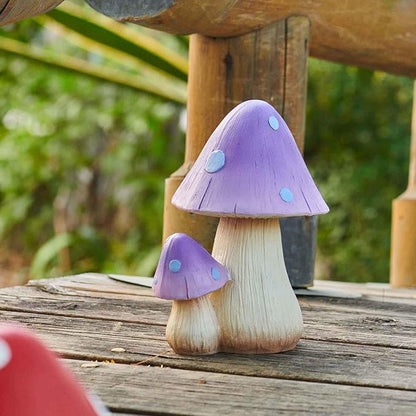 Mushroom Decor Fairy Garden Accessories - Outdoor Cottagecore Decor Mushrooms Ornament for Garden Decoration Garden Gnome's Favorite Mushroom Statues（8” Purple）