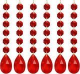 PATIKIL Teardrop Crystal Chandelier Pendants Beads, 6 Pack 160mm Length 38mm Chandelier Prisms Parts Ornaments Hanging Beads for DIY Arts Crafts Decoration, Red