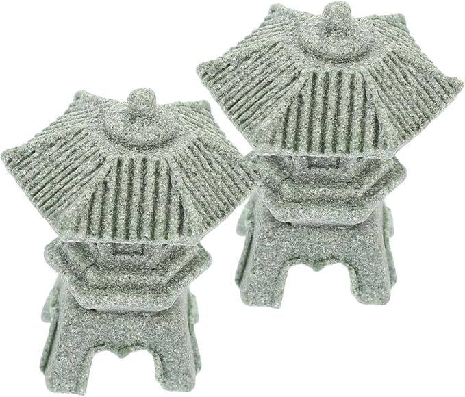 Yardwe 10pcs Stone Pagoda Statue Mini Pagoda Model Zen Sculpture Garden Ornament Home Decor