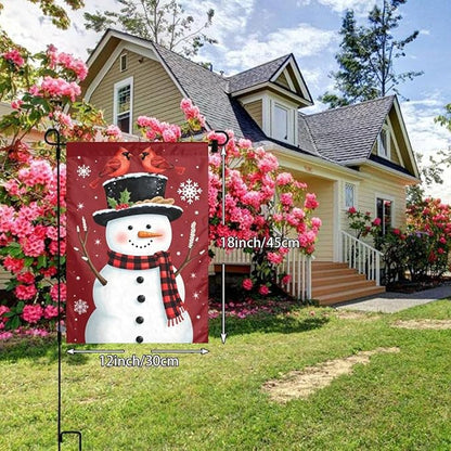 Gkyygk Snowman Red Winter Christmas Welcome Garden Flag 12x18 Inch Banners Small Yard Flag Burlap Farmhouse Outdoor Lawn Patio Decor