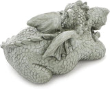 Jucoan Cute Sleeping Dragon Statue Outdoor Garden Decor, 8 Inch Resin Dragon Figurine Sculpture Lawn Ornaments for Outside Patio Yard, Fantasy Dragons Garden Statues Gifts for Mom, Woman