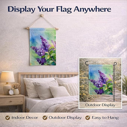 Caroline's Treasures New Hampshire Purple Lilac in Watercolor Garden Flag Mailbox Flag Decorative Yard Flag Banner Outside Patio Artwork Yard Flower Beds, Garden Size, Multicolor