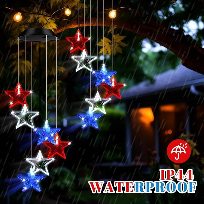 Fumete 2 Pack Solar Wind Chimes for Outside Star LED Color Changing Light Outdoor Mobile Wind Chime for Garden Patio Yard Porch Home Decor
