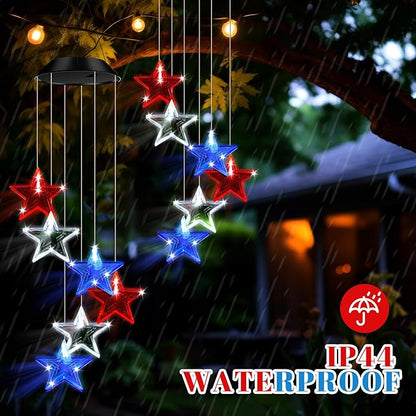 Fumete 2 Pack Solar Wind Chimes for Outside Star LED Color Changing Light Outdoor Mobile Wind Chime for Garden Patio Yard Porch Home Decor