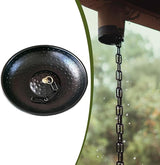 MYCENSE Hand Hammered Rain Chain Anchoring Basin, Sturdy Metal Decorative Downspout, Powder Coated Spill Bowl for Outdoor Garden Feature Display