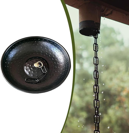 MYCENSE Hand Hammered Rain Chain Anchoring Basin, Sturdy Metal Decorative Downspout, Powder Coated Spill Bowl for Outdoor Garden Feature Display