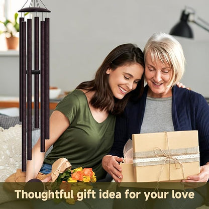 66" Extra Large Wind Chimes for Outside Deep Tone, 6 Thick and Bold Aluminum Tubes Tuned Relaxing Melody Wind Chime, Big Wind Chimes for Garden Patio Decor, Great Gift Idea for Mother's Day (Bronze)