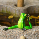 Cute Statues Frog Statue Outdoor Garden Sculptures for Yard Lawn Resin Animal Figurines Yoga Art Backyard Decor(Half Pigeon Pose)