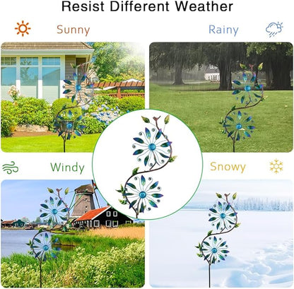 Metal Wind Spinners Outdoor,Yard Art Wind Sculptures & Spinners,Flower Wind Spinners for Yard and Garden,Waterproof Pinwheels & Windmill for Patio Lawn Decor