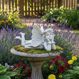 Lying Fairy Garden Statue with Hands on Chin – Outdoor Resin Angel Figurine for Yard, Patio or Lawn Decor – 10.24” Hand-Painted Fairy for Garden Fairy Scenes & Whimsical Outdoor Displays