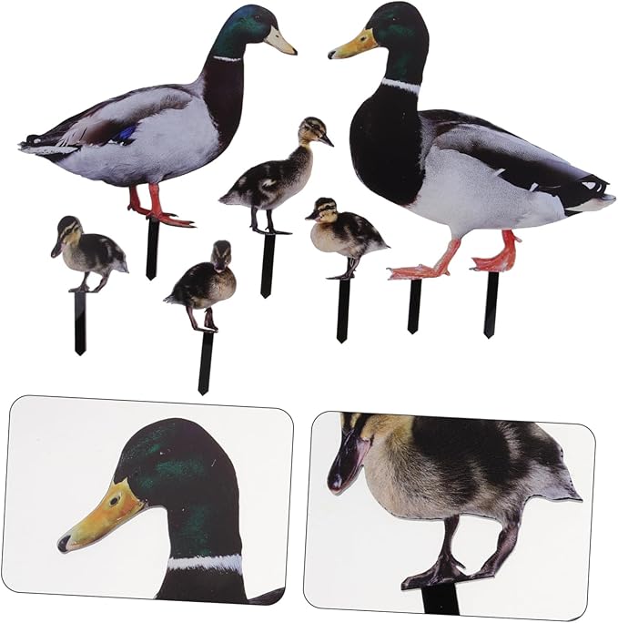 Garden Stake Decoration Ground Insert Lifelike Acrylic Stakes 6pcs Duck for Backyard