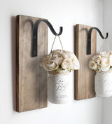 Mkono 4 Pack Iron Wall Hooks for Hanging Plant Lanterns, Plant Hanger Fence Metal Bracket for Bird Feeders, Wind Chimes, Mason Jar Sconces, Light Outdoor Indoor Rustic Home Decor, 6 Inch
