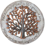 Roman Exclusive Terrace Garden Stone with a Tree and Verse, 12.2-Inch, 2-Tone Dolomite/Resin