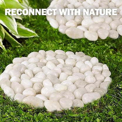 River Rock Stepping Stones Outdoor for Garden Walkway, 10 inch 6 Pcs Hexagon Shape Paver Step Stones Polished Pebble River Stone Mat for Yard Lawn Patio Pathway Walk Way - White