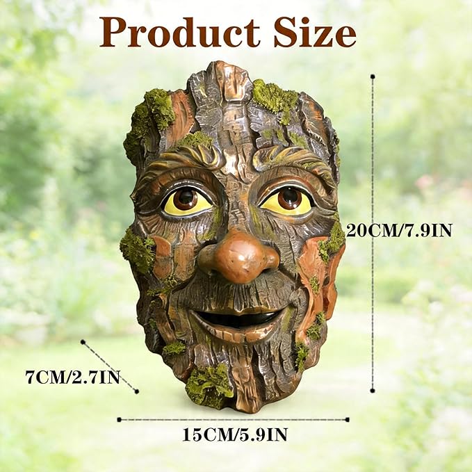 Whimsical Tree Face Outdoor Statues Garden Decoration, Old Man Resin Statue Outdoor Tree Hugger for Yard Art, Trees Decorations Outdoor Wallmounted Statue