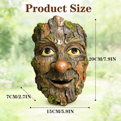Whimsical Tree Face Outdoor Statues Garden Decoration, Old Man Resin Statue Outdoor Tree Hugger for Yard Art, Trees Decorations Outdoor Wallmounted Statue