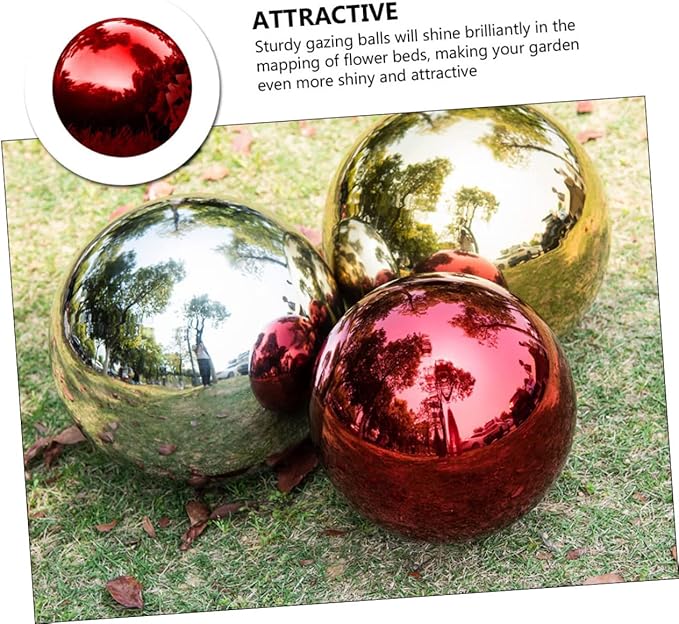 Outanaya Stainless Steel Garden Gazing Ball Polished Reflective Metal Sphere for Outdoor Decor 5.91-in Decorative Mirror Ball for Gardens and Patios