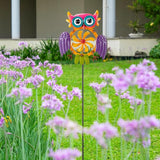 Oak & Lore Colorful Owl Wind Spinners Outdoor Metal Garden Wind Sculptures & Spinners with Stakes for Patio, Lawn, Backyard Outdoor Decor