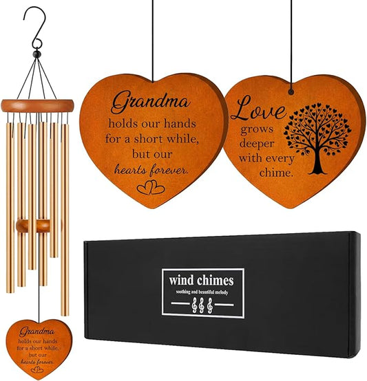 Gifts for Grandma, 25.5" Aluminum Wind Chimes for Outside with Heart Catcher, Grandma Birthday Gift from Grandchildren for Grandmother, Nana Gifts for Birthday, Christmas, Thanksgiving, Home Decor