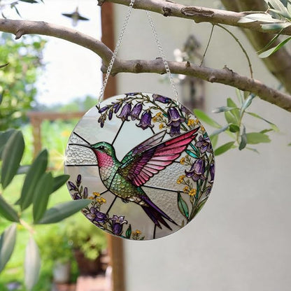Hummingbird Acrylic Suncatcher, Hand-Painted Sun Catcher Garden Hangings, Decorative Hanging Suncatchers for Home Garden Decoration, Housewarming Gift for Bird Lovers