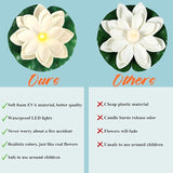 LACGO 12 PCS Waterproof Floating Lotus Light - Floating Flower Light Battery Operated Water Activated Warm White Pool Flower Lamp Wedding,Anniversary,Garden Decoration