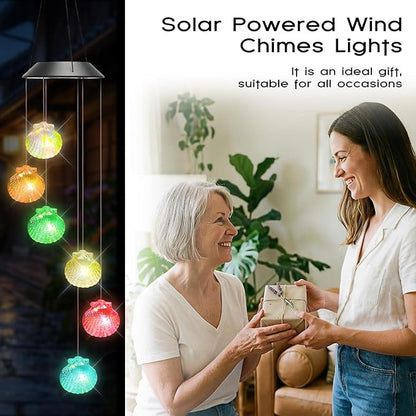 VIHOSE Solar Wind Chimes Lights Outdoor, Color Changing Hanging Solar Wind Chime, Shell Mobile LED Lights for Outside Garden Yard Patio Decor, Waterproof
