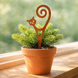 Cat Garden Stake – Rust-Resistant Powder-Coated Metal Plant Pick for Indoor & Outdoor Pots & Garden Beds