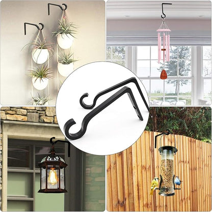 QIEGL White Hanging Plant Bracket 6inch Metal Plant Hook Shepherds Hook Decorative Wall Plant Hanger for Hanging Lanterns, Bird Feeder, Flower Basket, Home Decor Indoor & Outdoor 2pack