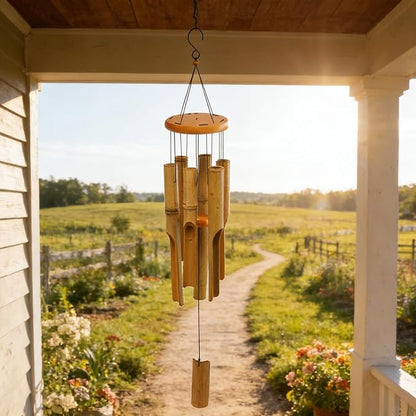 MUMTOP Bamboo Wind Chimes, Outdoor Wooden Wind Chime with Amazing Deep Tone for Garden, Patio, Home or Outdoor Decor