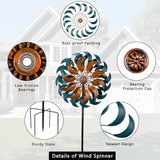 Stargarden Garden Wind Spinners, 13” W Kinetic Wind Sculptures & Spinners, 4 Layers Windmills Lawn Ornament Décor