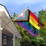 Pride Flags 3x5 Ft Everyone is Welcome Here Pride Decorations Outdoor Hanging LGBTQ Rainbow Gay Porgress Pride Flag Party Supplies for Indoor Outdoor Garden,Lawn,Yard, Parade Decor