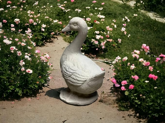 Concrete Goose Porch Statue Standing Stone Duck Figure Concrete Garden Goose Sculpture