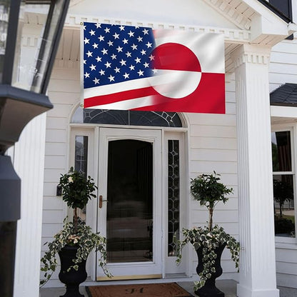 America Greenland Flag 6X10FT, USA Greenlander Friendship Flags,Both Sides Printed, Men Women Banner,Vibrant Colors, Double Stitched with 2 Brass Grommets, Bar Garden Street Decoration, GYM, Office Decor,Indoor Outdoor Use,Gifts. (X-US-GL, 6x10ft)