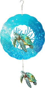 Sea Turtle Wind Spinners Outdoor Clearance - 12 Inches Hanging Stainless Steel Wind Sculpture Patio Lawn Yard Balcony Art Outside Aesthetic Decorations Cute Animal Wind Chime Creative