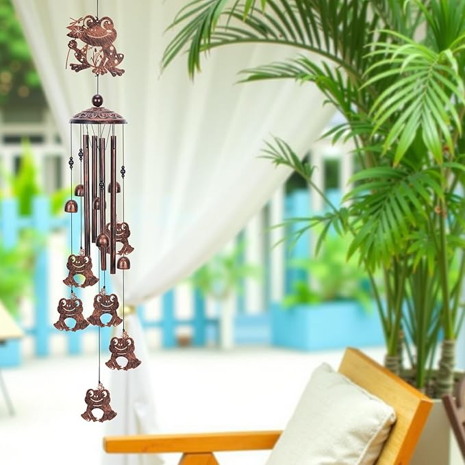 Frog Gifts Wind Chimes for Outside, Outdoors Metal Frogs Windchimes with S Hook for Women Men Mom Grandma, Sympathy Memorial Frog Gift for Birthday Home Patio Porch Backyard Yard Garden Decoration