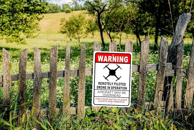 CCPARTON Metal Sign Warning Drone in Operation Aircraft Overhead Signs Warning Traffic Road Street Caution Sign Indoor Outdoor Signs for Home Office Work 8x12 Inches